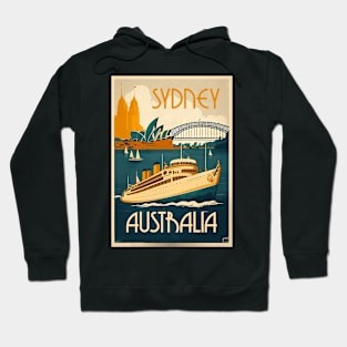 Sydney Australia Vintage Travel Art Poster Hoodie